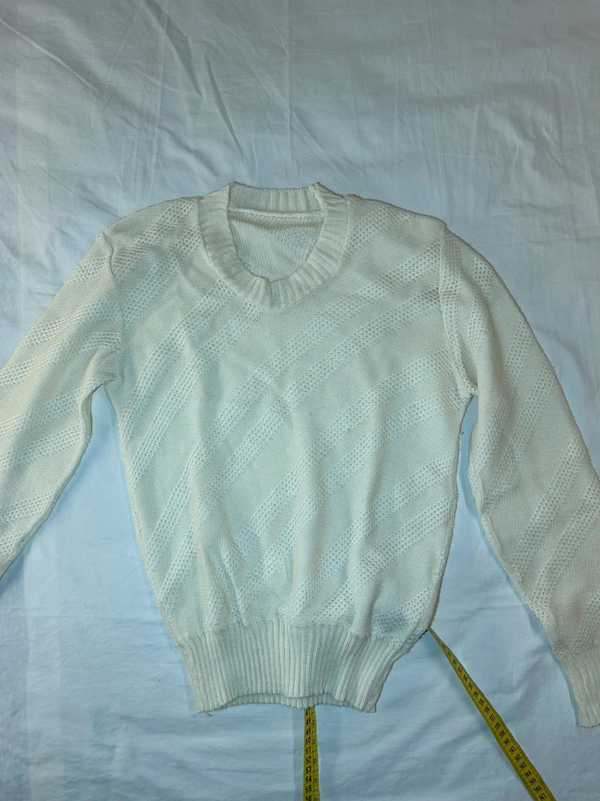 Pull Sweat à col v beige crème vintage